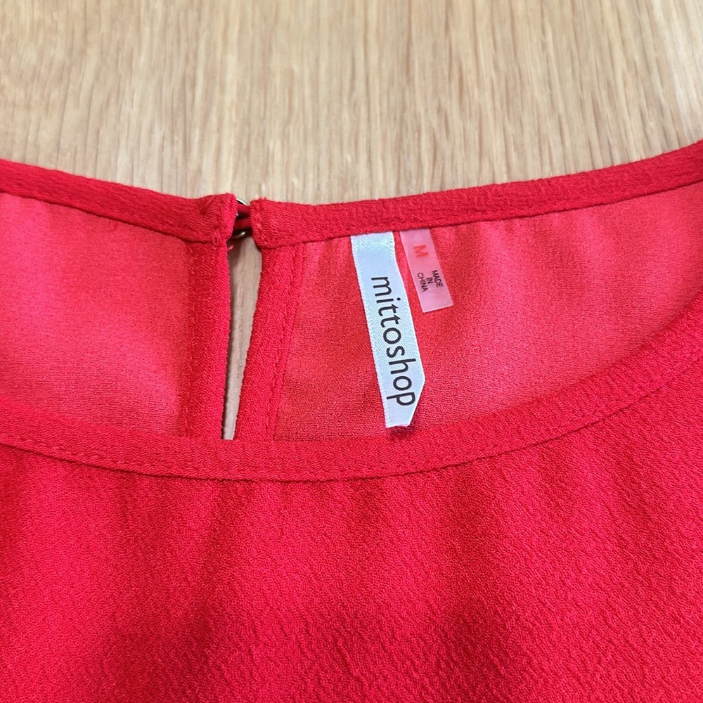 Mittoshop Short Sleeved Scalloped Red Dress - Picture 9 of 9